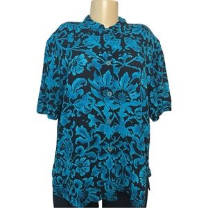 Vintage 90s CM Shapes Blue Baroque Blouse